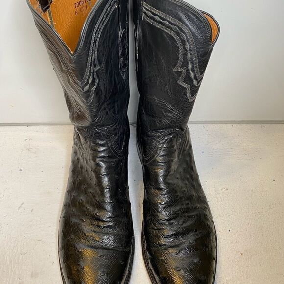 LUCCHESE 2000, MEN'S OSTRICH BOOTS, SIZE: 10D COLOR: BLACK, - Picture 9 of 9